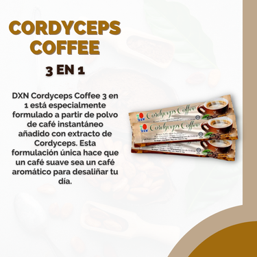 Café adicionado con Hongo Cordyceps. Cordyceps Coffee (25 sobres)